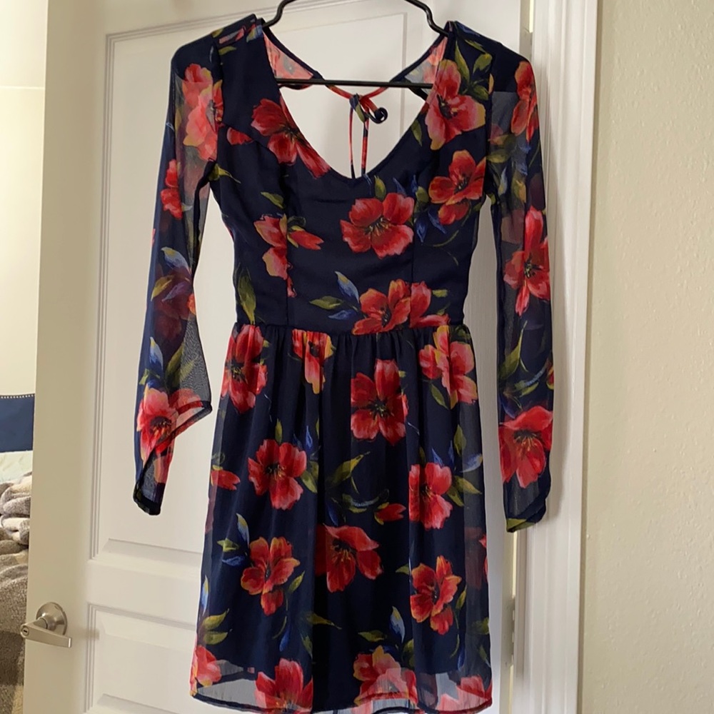 Navy Floral Hollister Dress